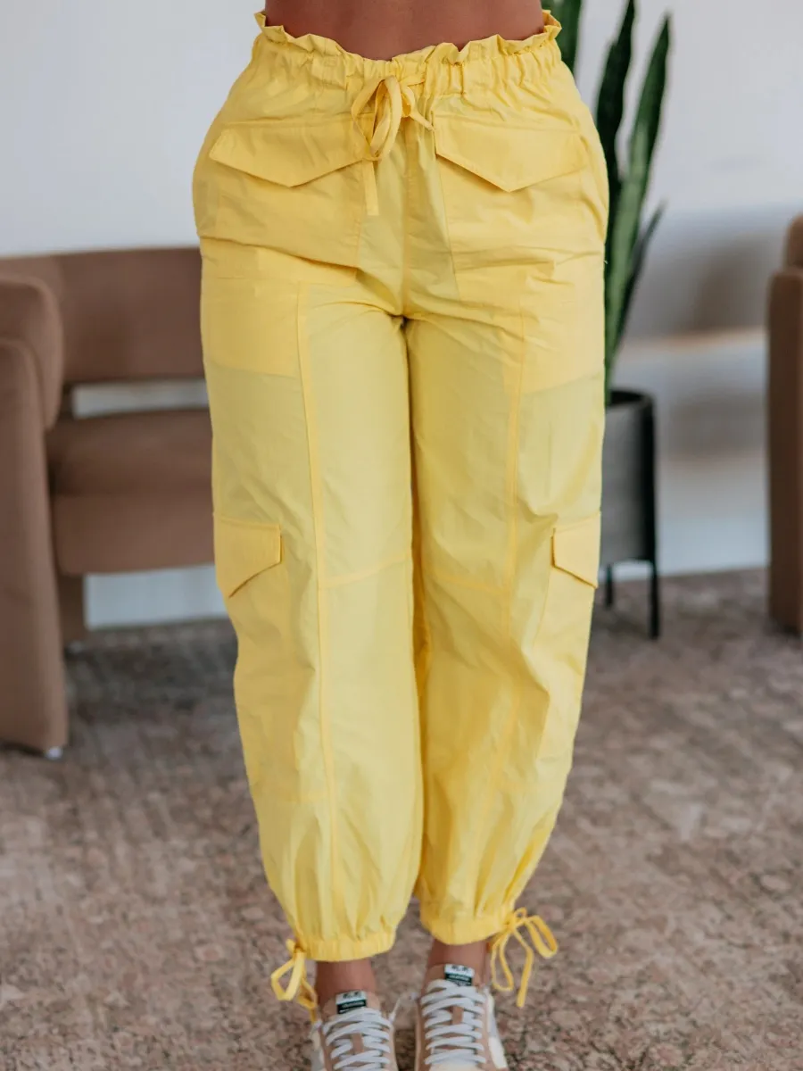 Ruffled Waist Cargo Pants