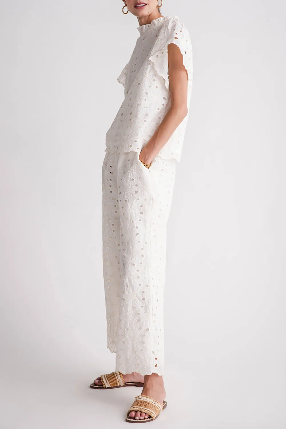 Casual Style Lace Pants - Ivory