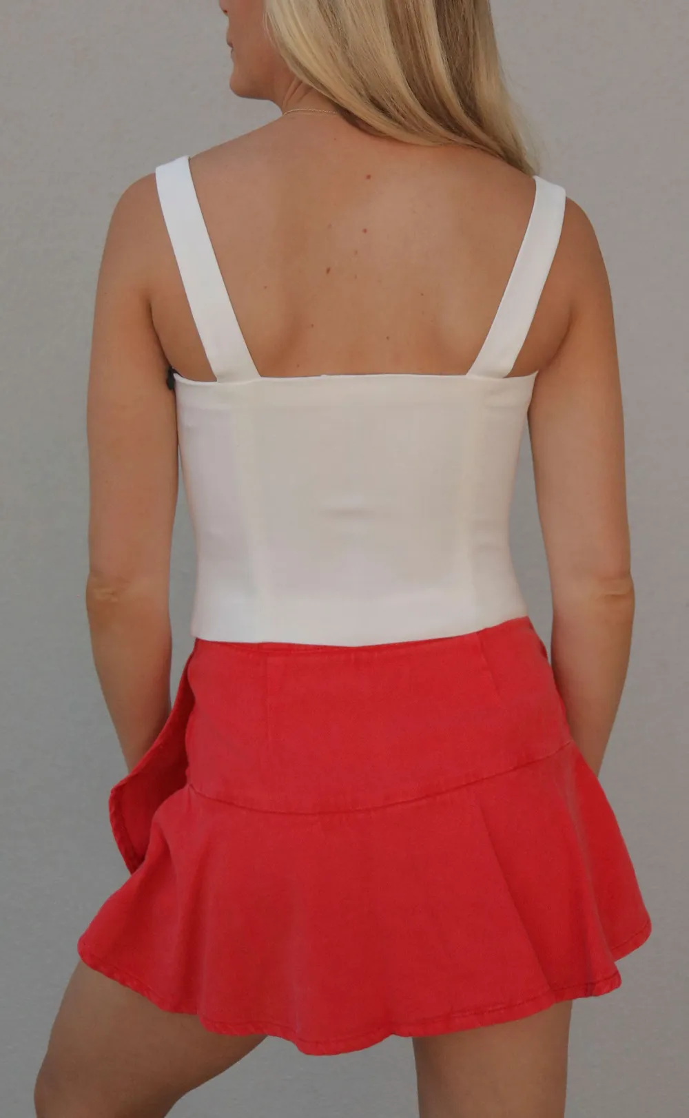 Red Drawstring Mini Skirt