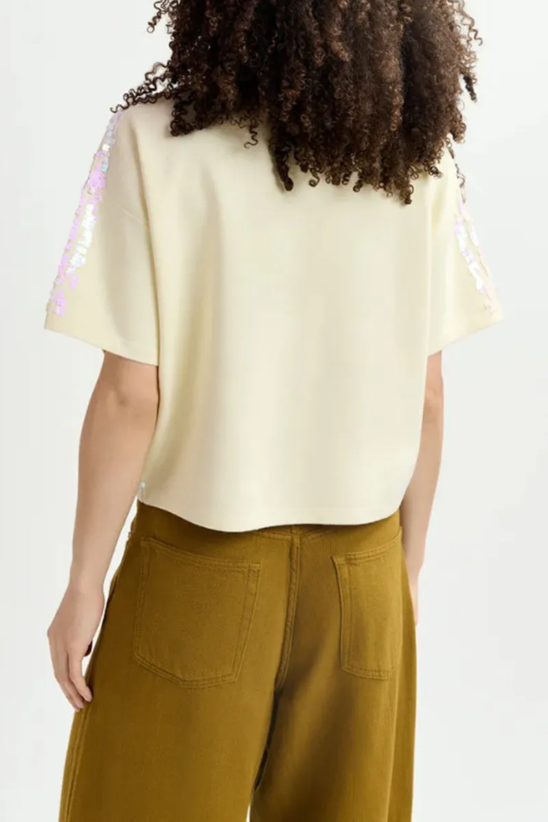 Sequin Embellished Polo Neck Tops