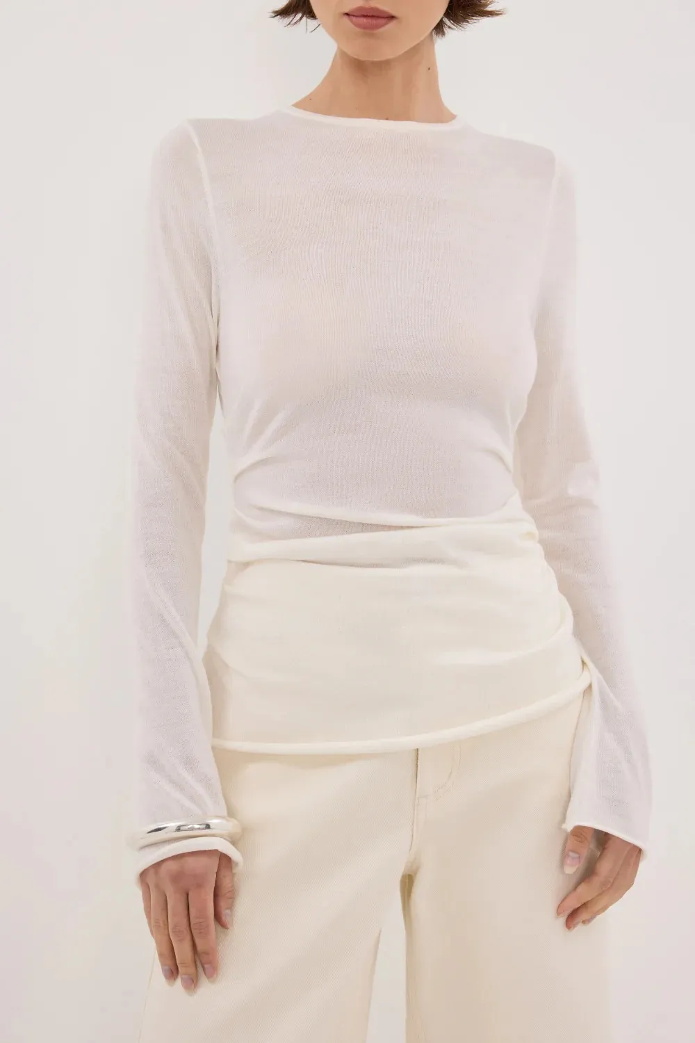 OFF WHITE MERINO KNIT TOP
