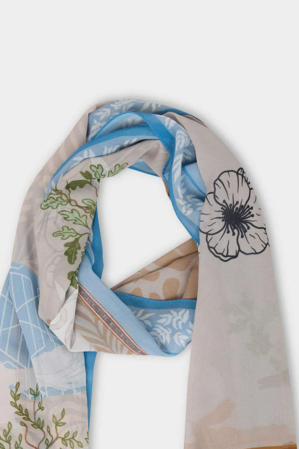 Botanical Print Silk Scarf