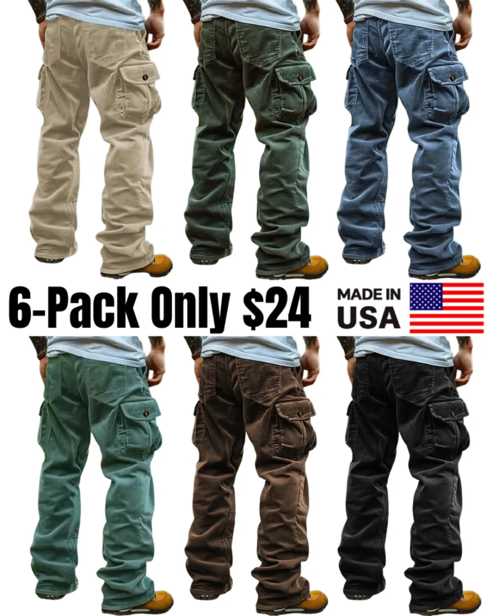 Men's Straight Leg Casual Corduroy Cargo Pants