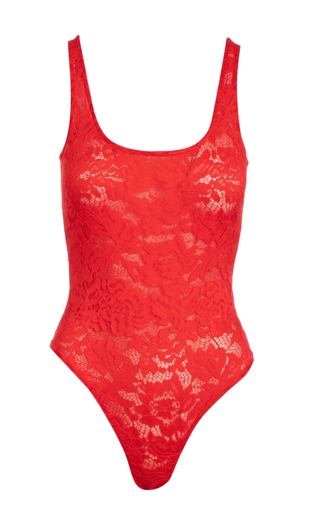 Bright Red Lace Bodysuit