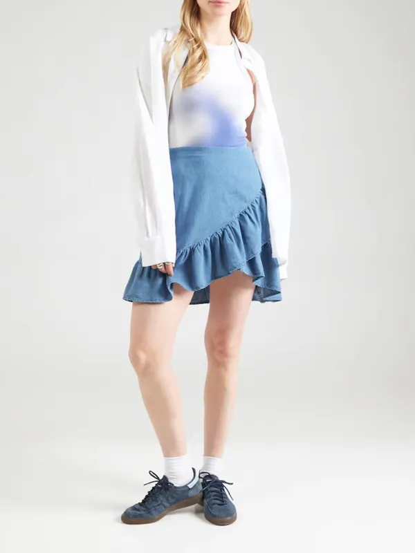 Blue Denim Casual Style Skirt