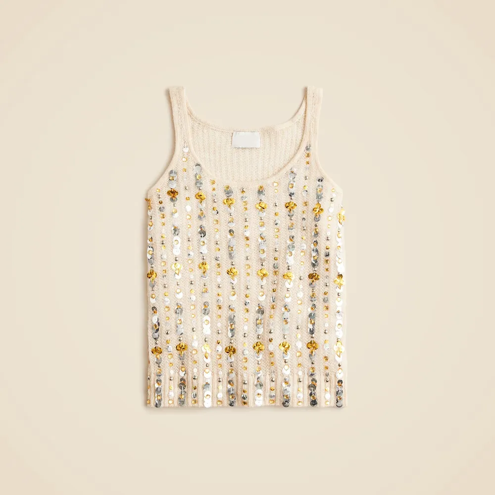 Embellished Pointelle Sweater Tank Tops