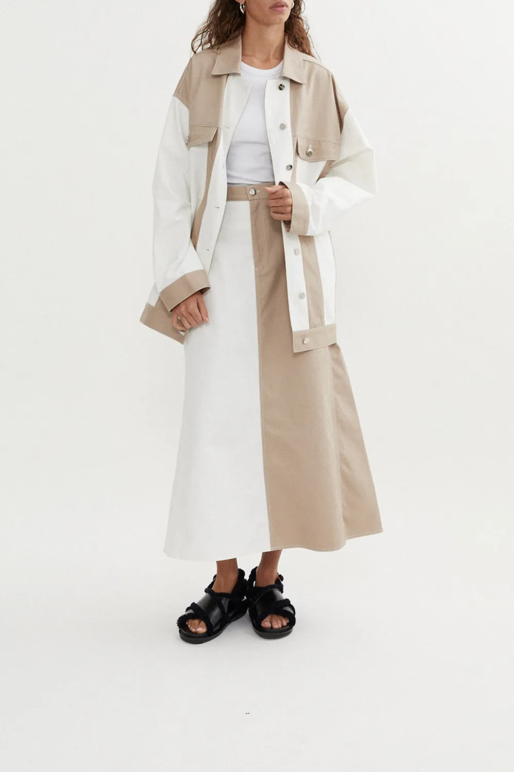 Classic Splicing Symmetry Contrasting Color Jacket