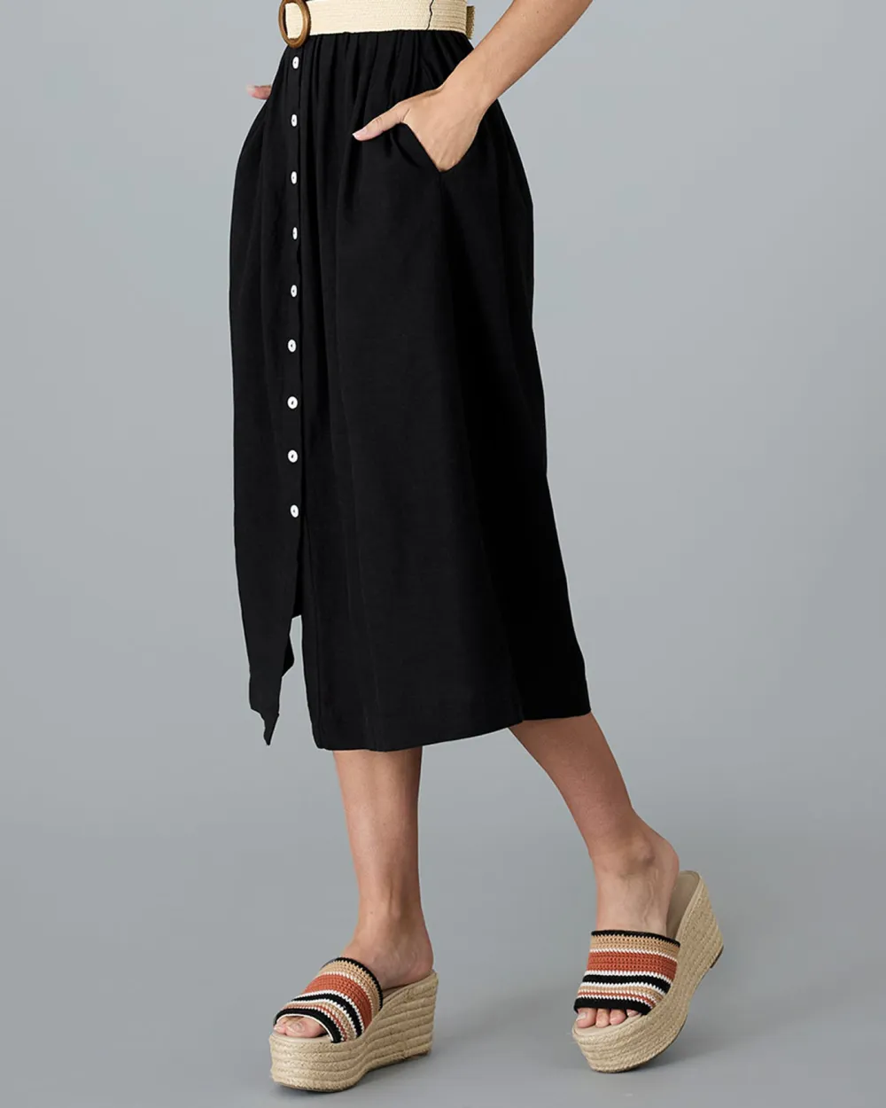 Black Button Down Midi Dress