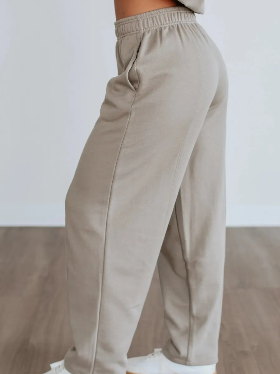 Plain Elastic Waist Pants