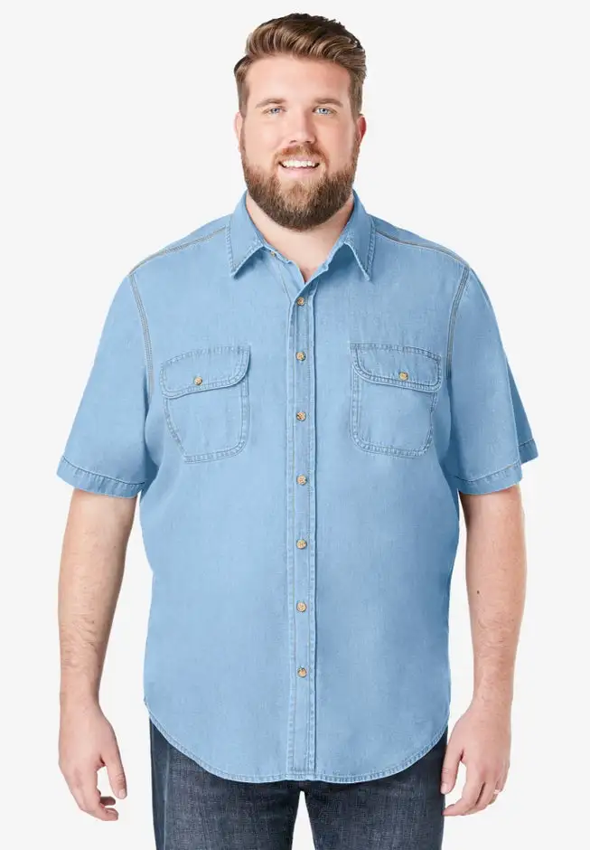 Short Sleeve Denim and Twill Shirt