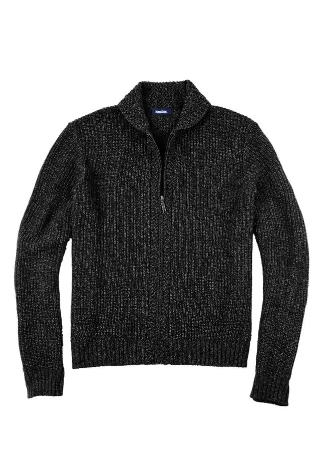 Shaker Knit Zip-Front Cardigan