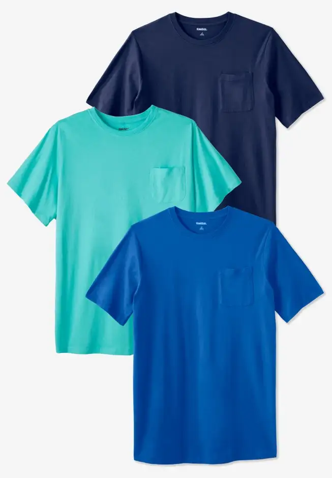 3-Pack Longer Length Pocket Crewneck