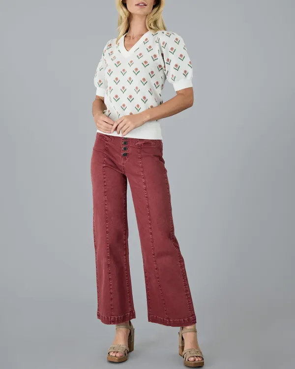 Floral Print V-Neck Pullover