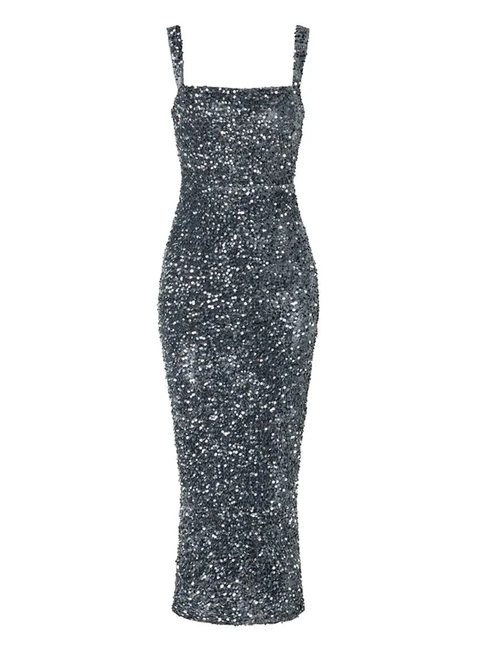 Square Neck Sequin Cocktail Dress