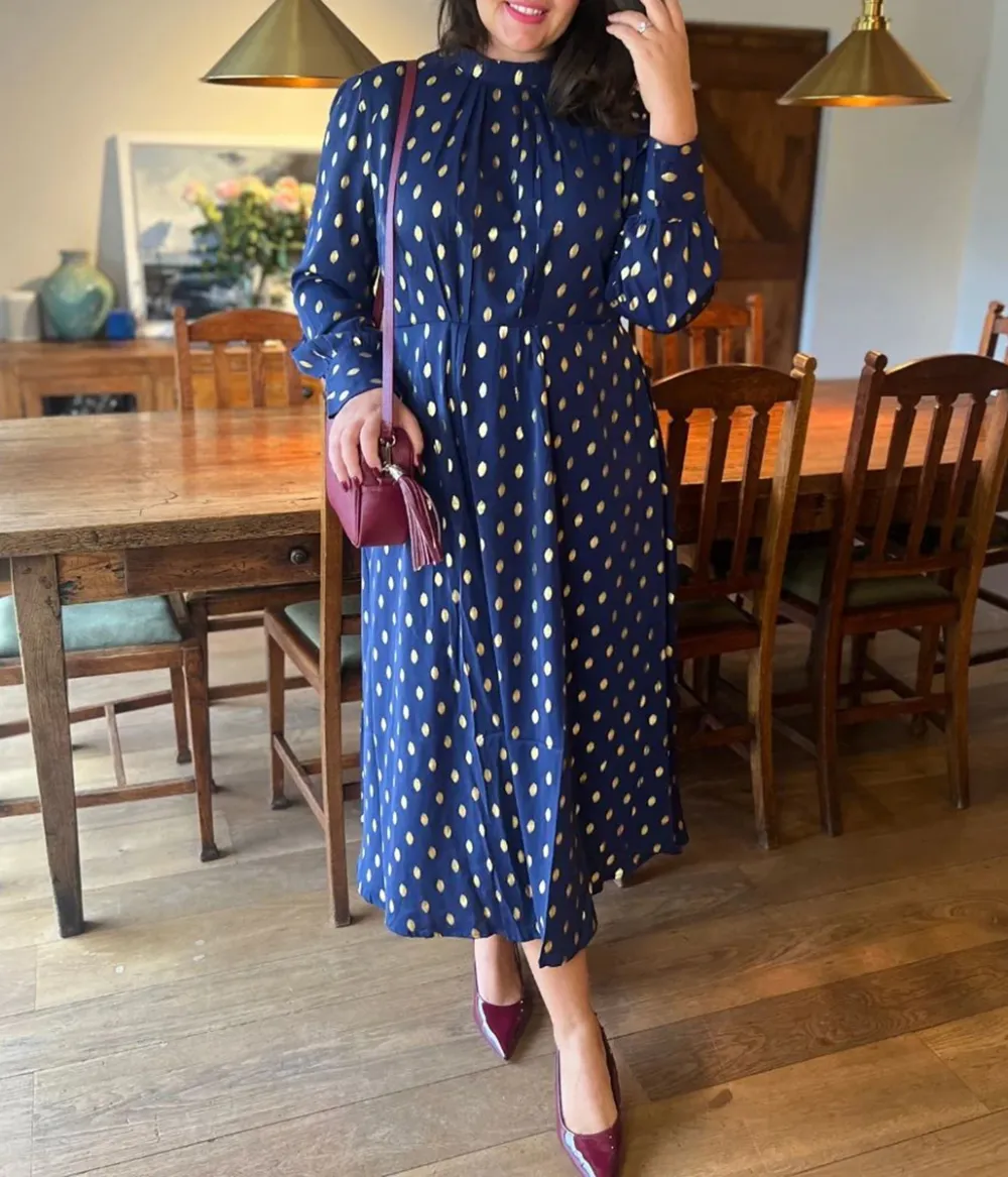 Navy Foil Print Dress