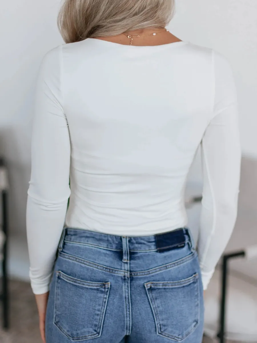 Square Neck Long Sleeve Bodysuit