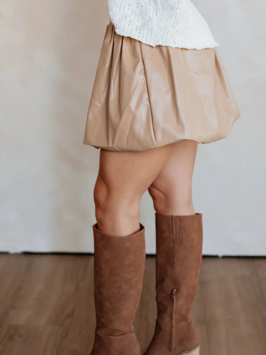 Faux Leather Bubble Skirt