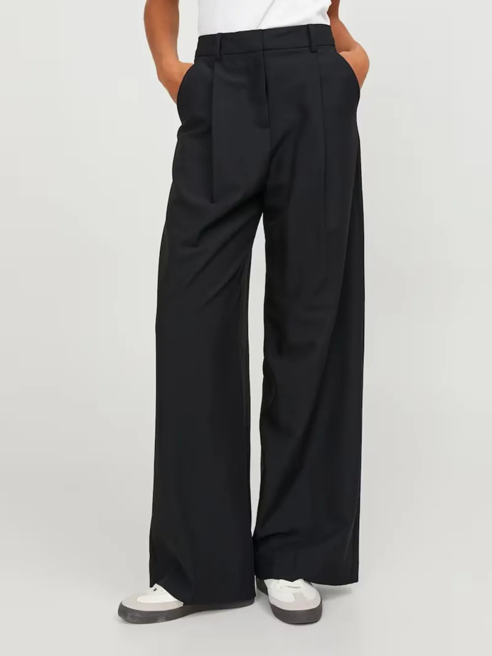 Black Wide-Leg Casual Style Pants