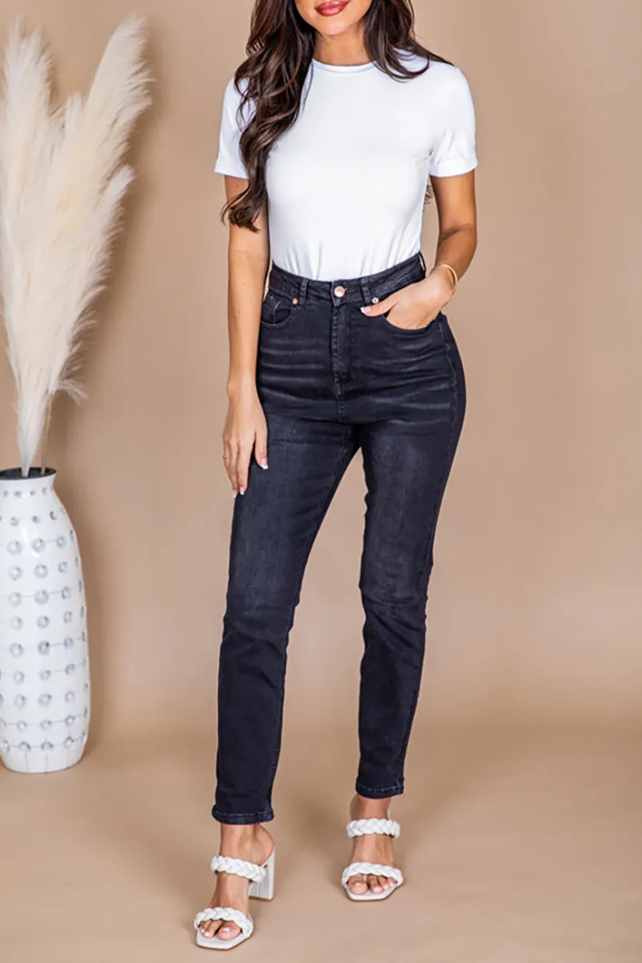 Black Vintage Straight Leg Jeans