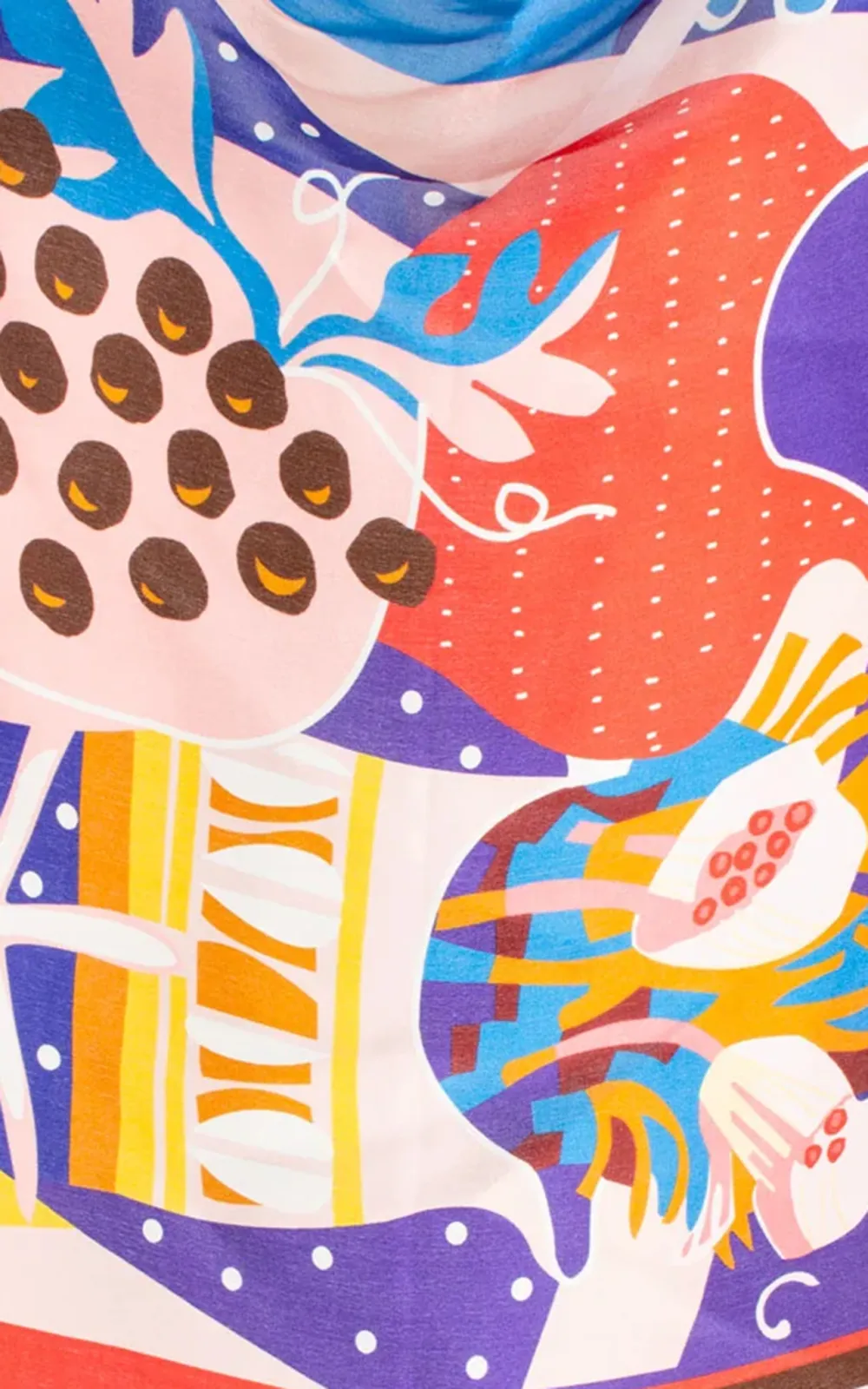 Art Abstract Print Pink And Brown Silk Scarf