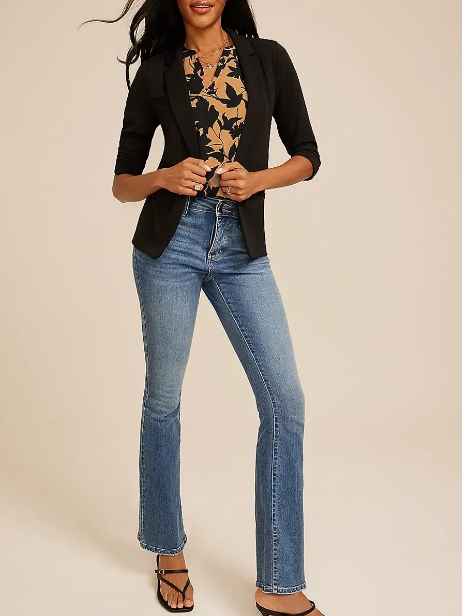 Plant Print Short Sleeve Blouse