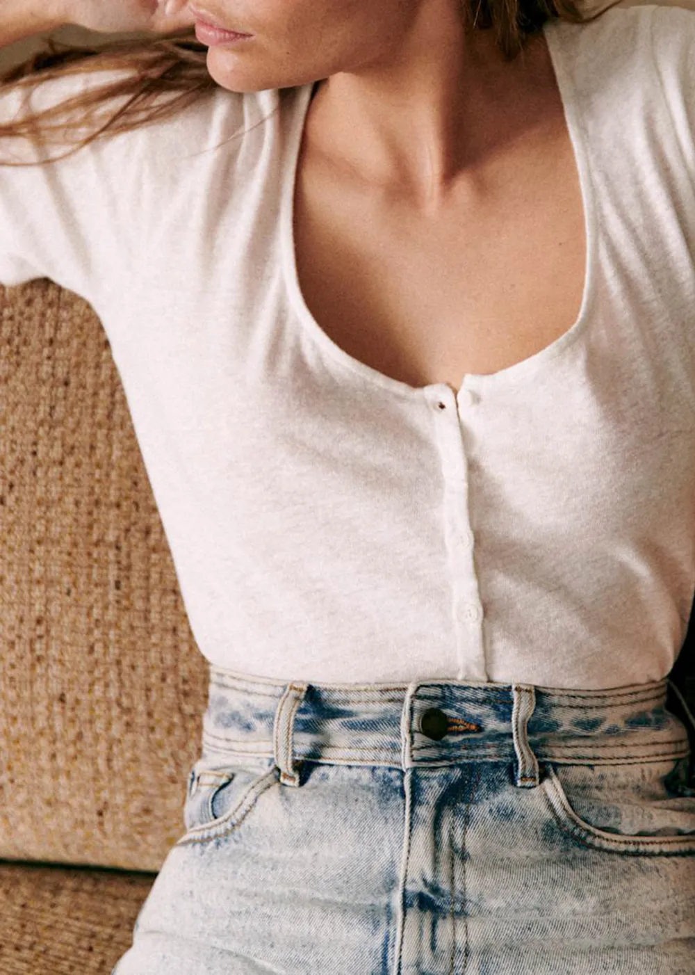 Solid Color Round Neck Cotton And Linen T-Shirt Short Sleeves