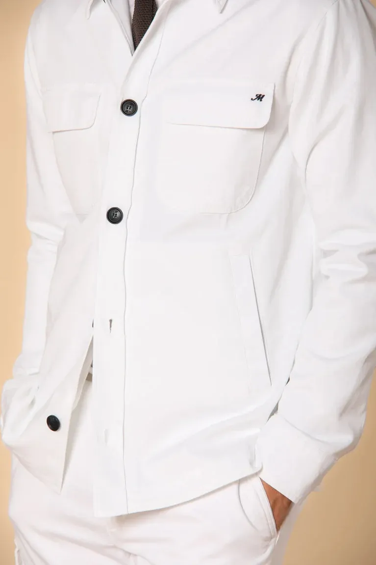 Men's Cotton Jersey White  Jacket With Elastic Lapel
