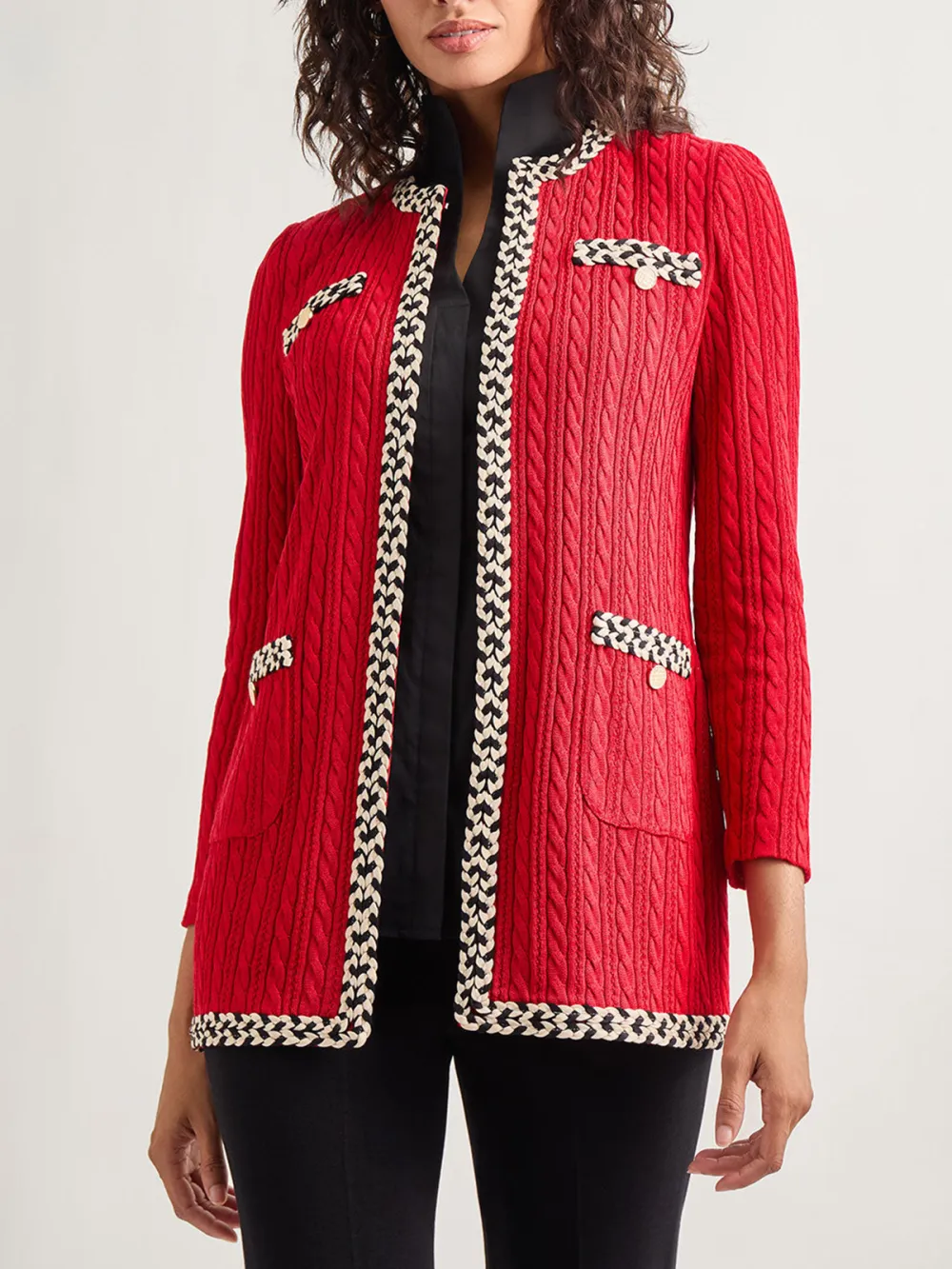 Color Blocking Long Sleeved Round Neck Jacket