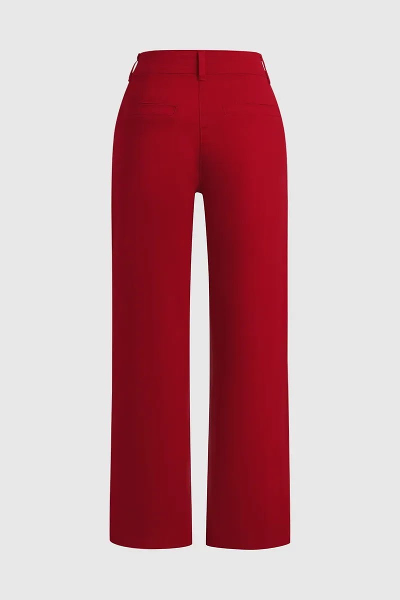 High Waist Pocket Wide Leg Jeans
