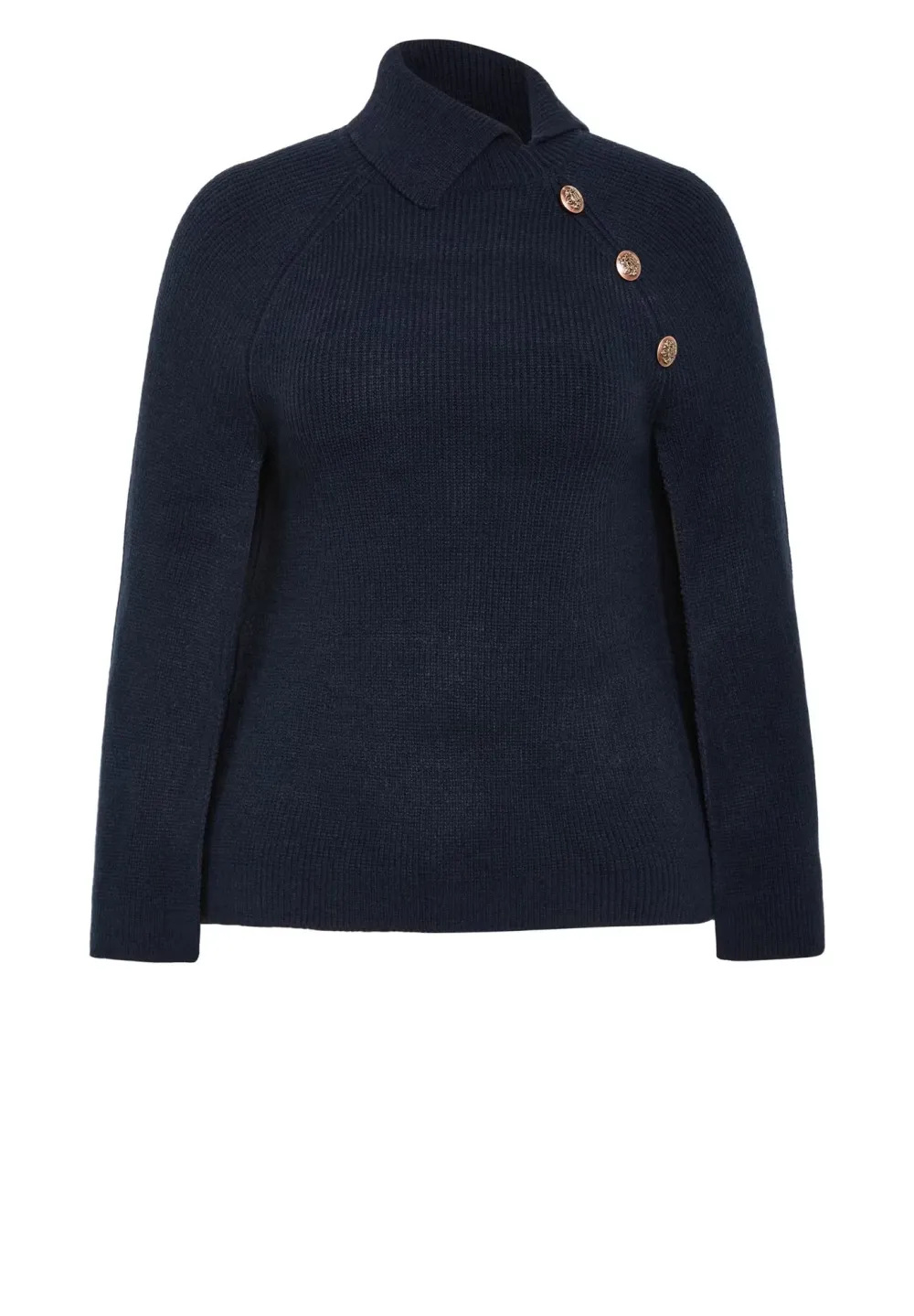 Asymmetric Button Sweater With Lapel