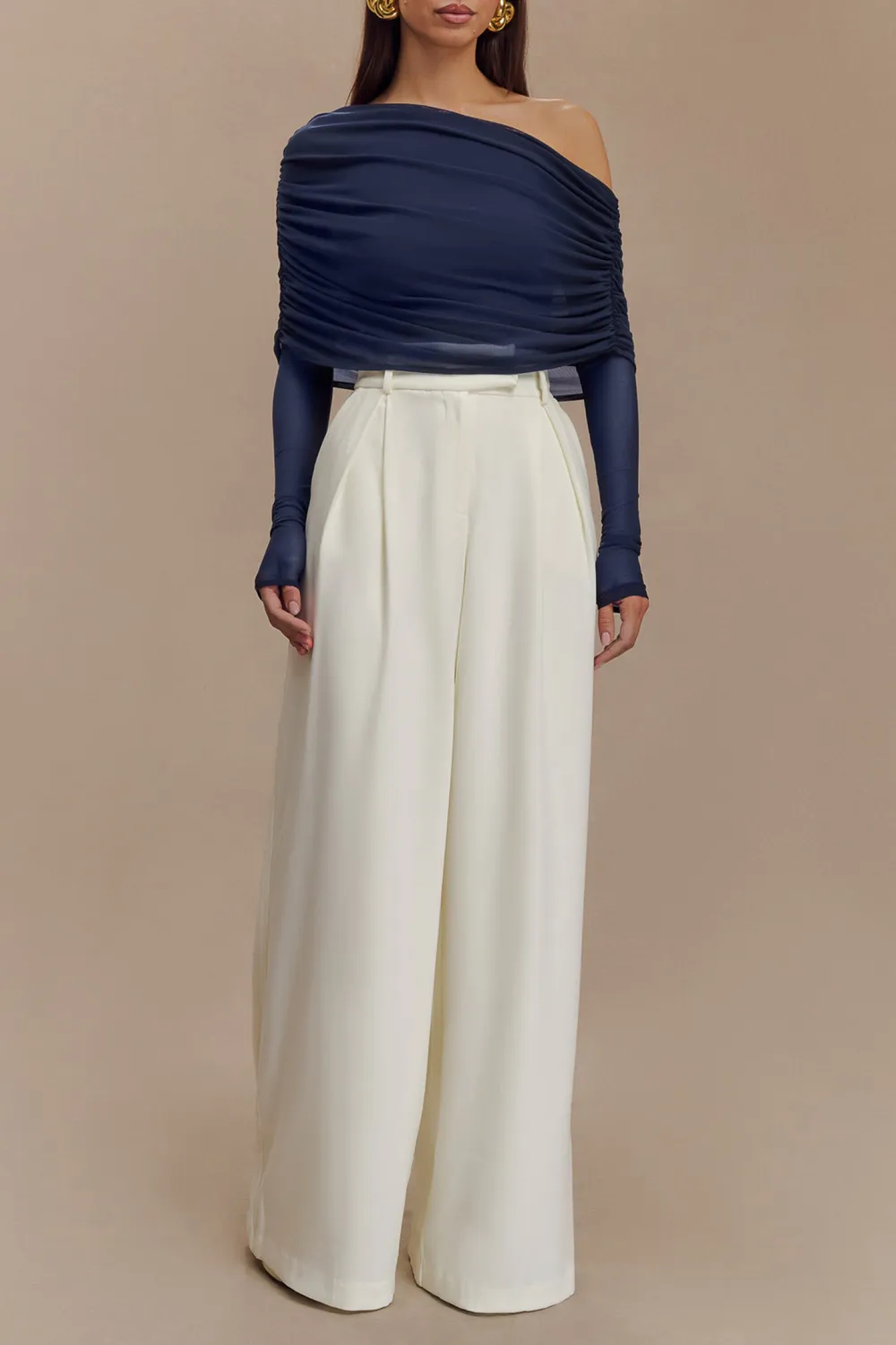 Sheer Mesh Off Shoulder Top