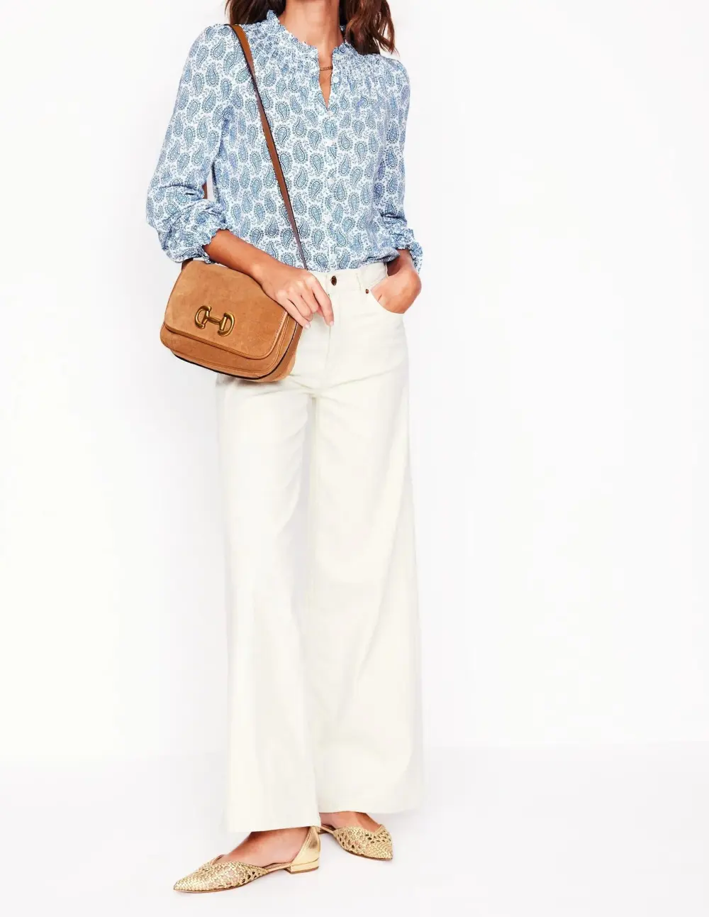 Light Blue Paisley - Print Blouse