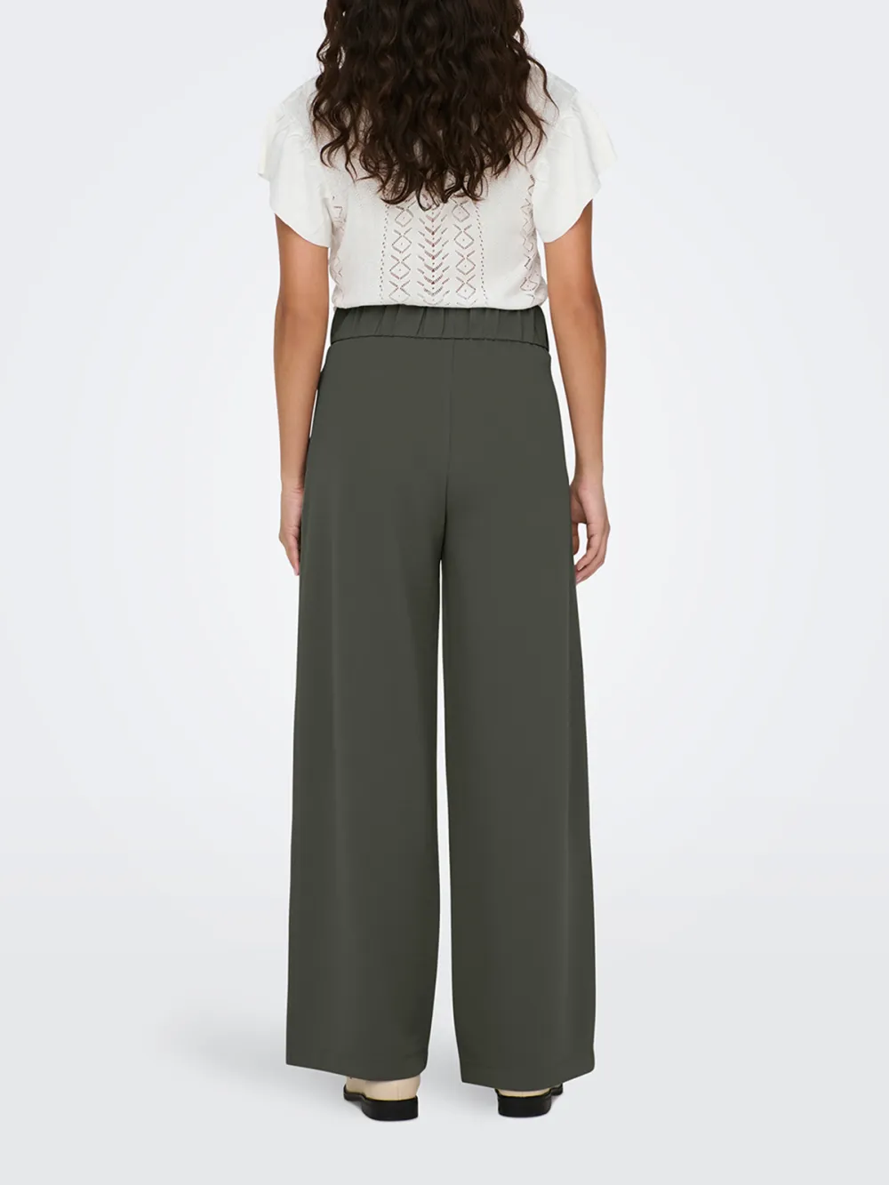Casual Style Wide Leg Pleat-Front Pants
