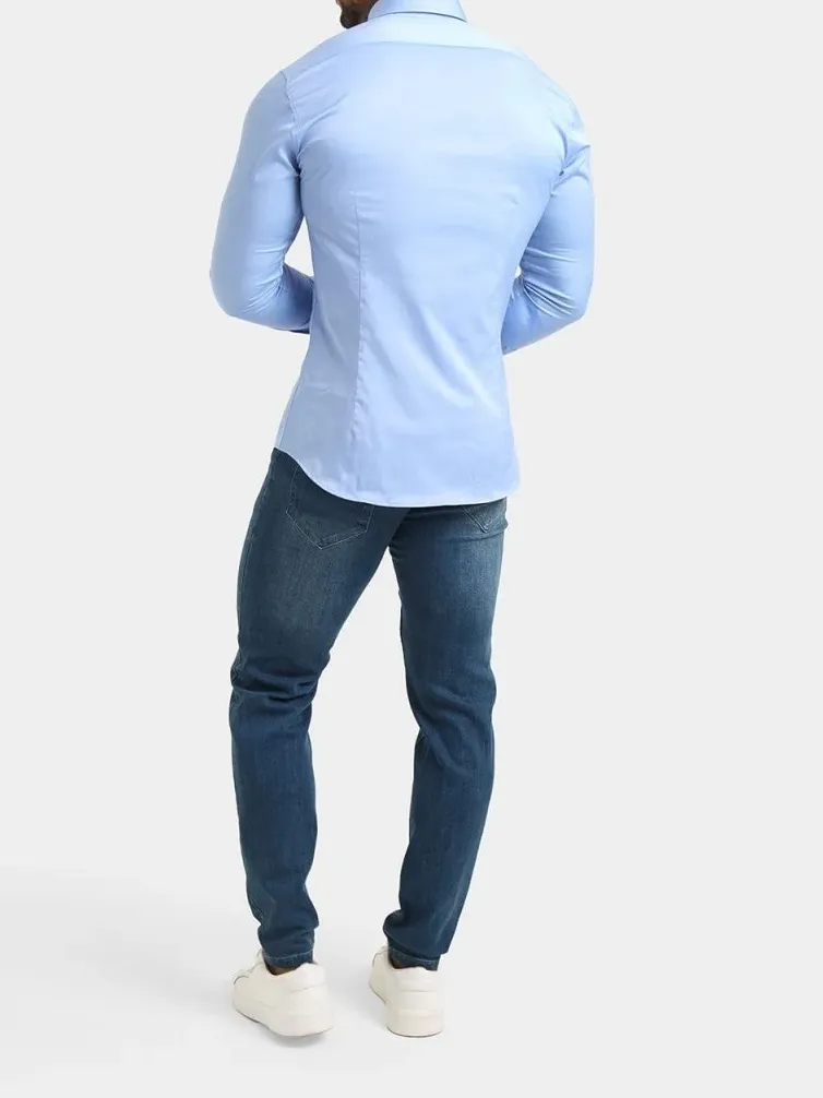 In Mid Blue Soft Comfortable Athletic Blouse