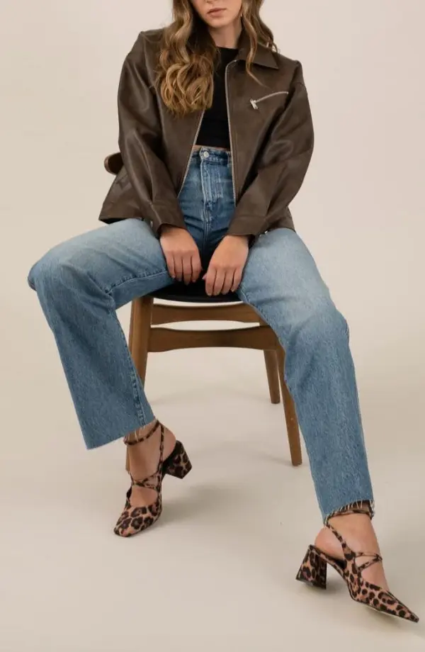 Faux Leather Bomber Jacket