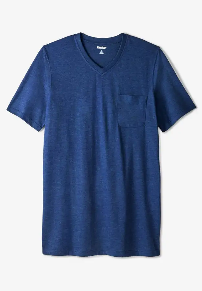 Shrink-Less Lightweight Longer-Length V-neck T-shirt