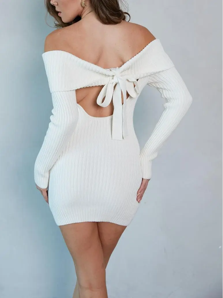 Foldover Sweater Mini Dress