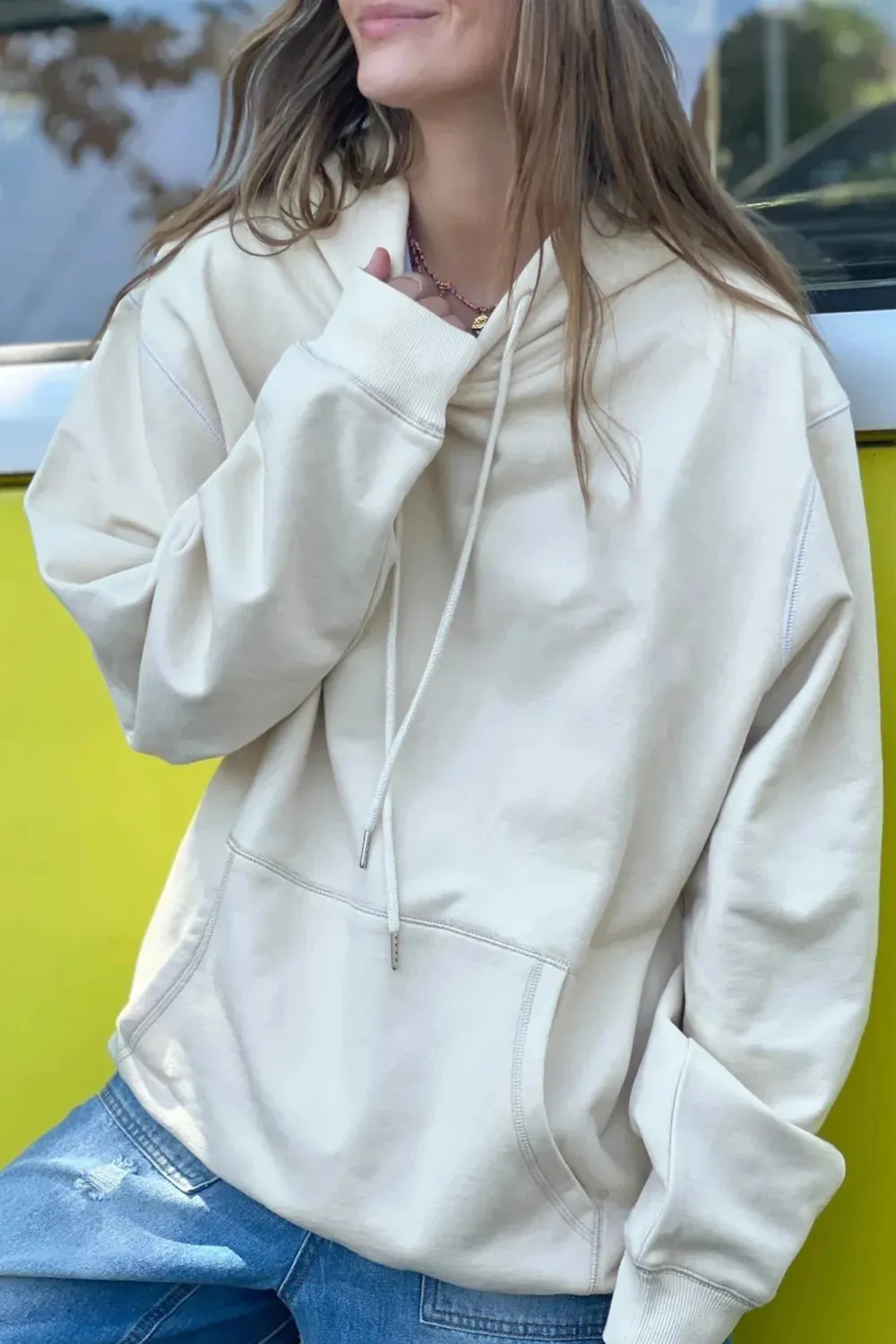 Cream Classic Versatile Loose Hoodie