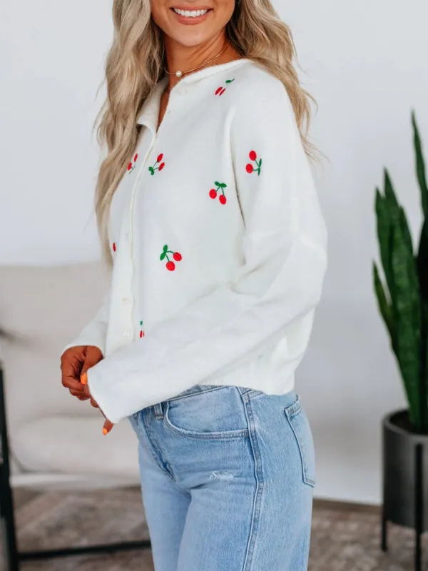 Cherry Button Down Cardigan