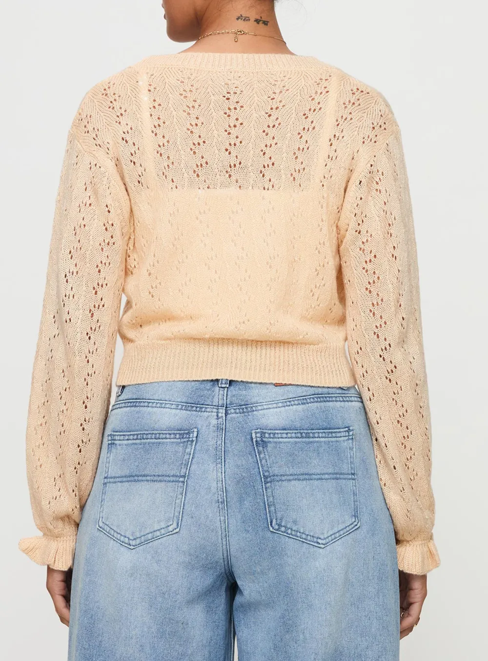 Ruffle V-neck Cropped Cardigan