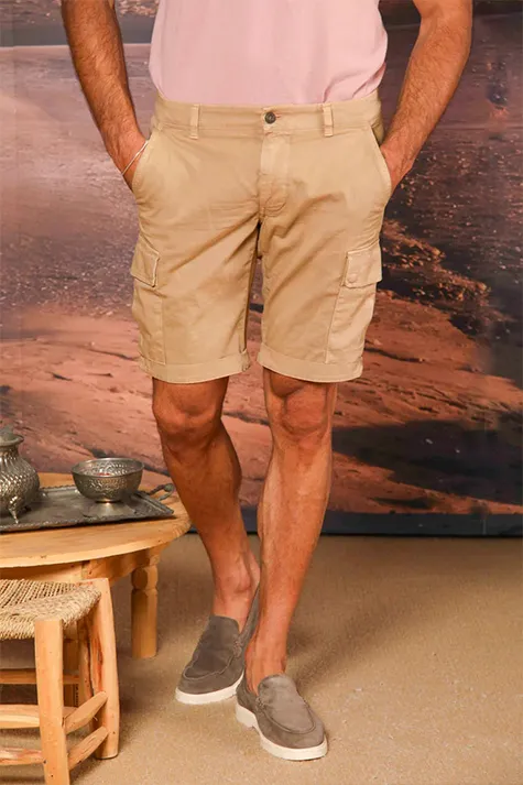 Khaki Men's Fashion Slim Fit Cotton Shorts