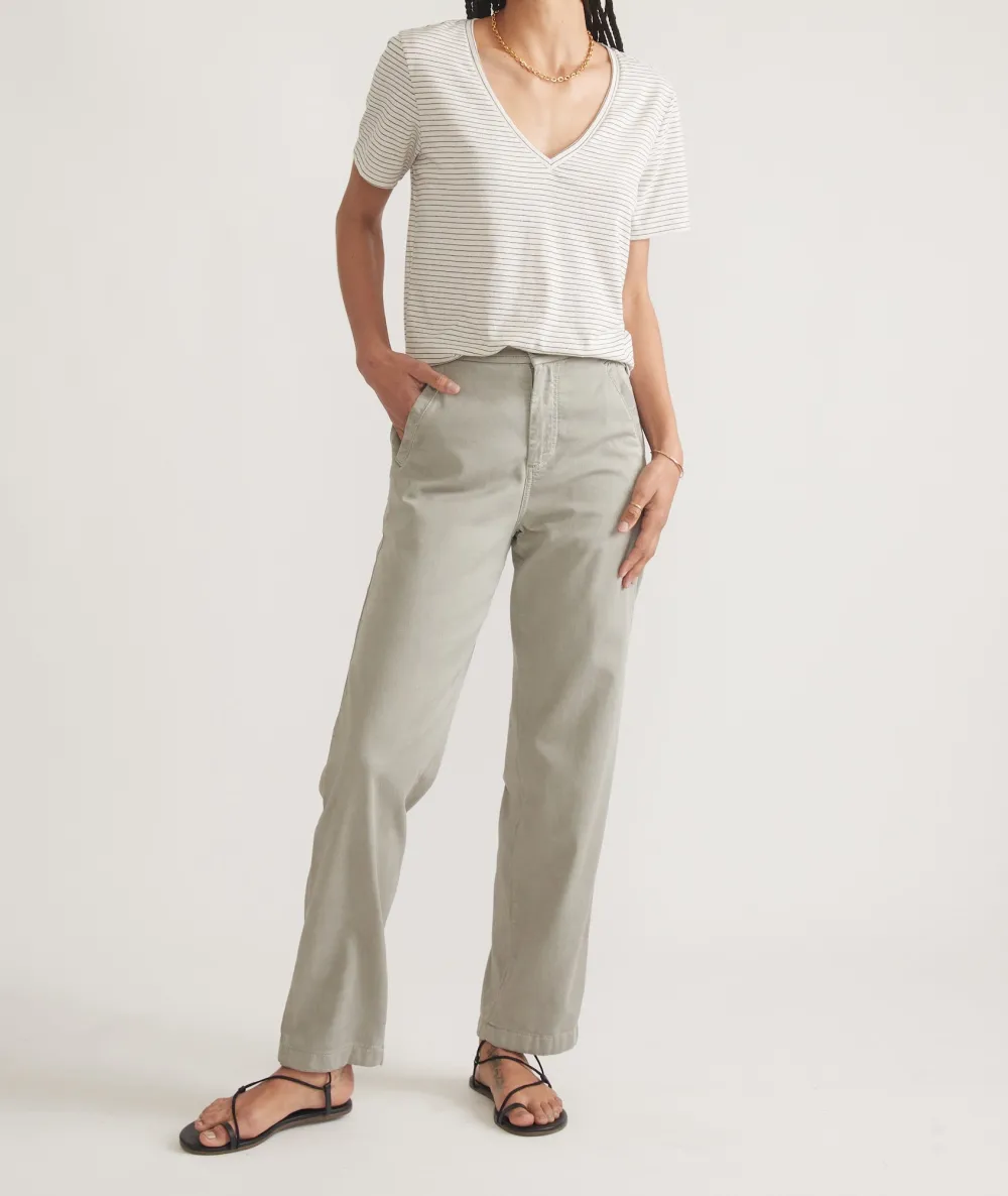 V - Neck Striped Lightweight Tee