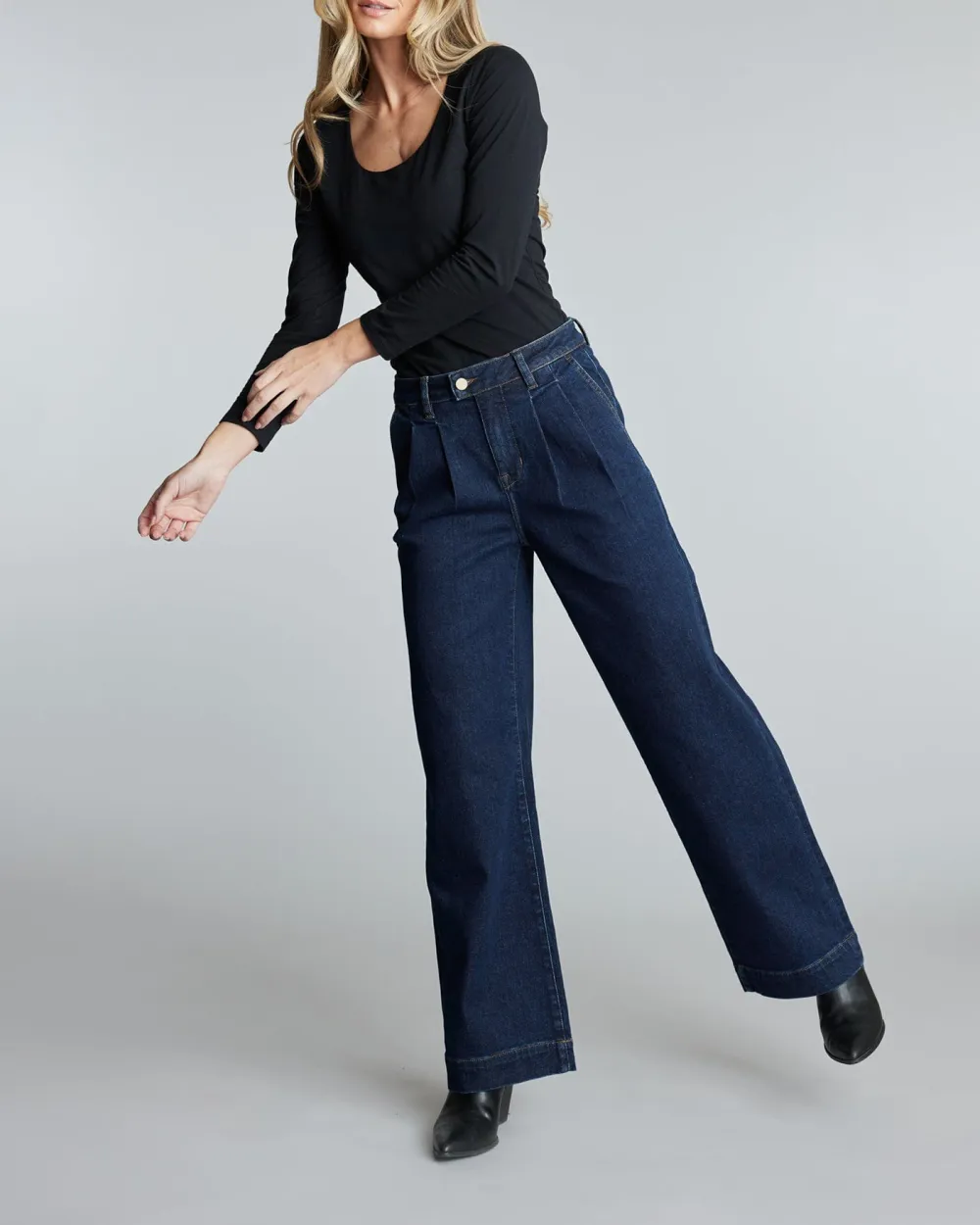 Dark Blue Wide Leg Denim Pant