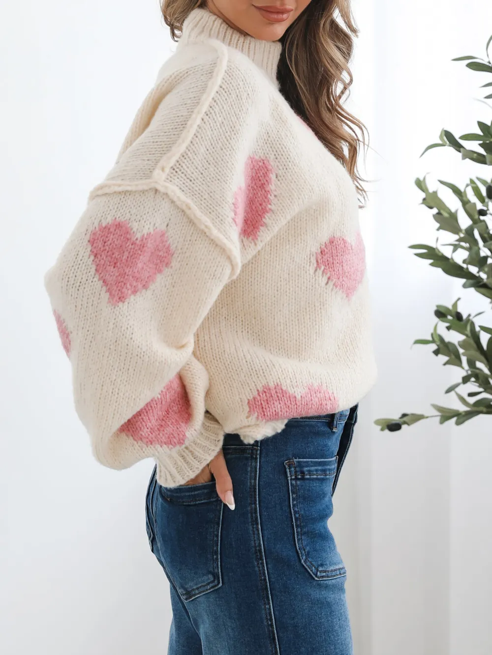 Cream Print Casual Style Knit