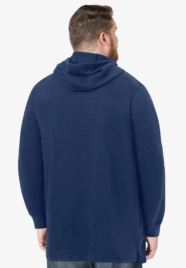 Fleece longer-length pullover hoodie