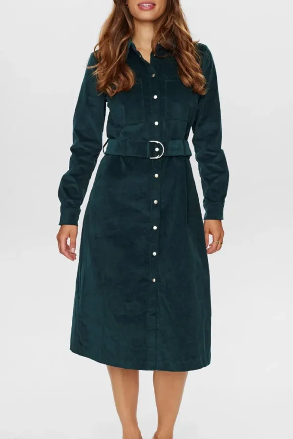 Belted Button Front Shirt Dresses