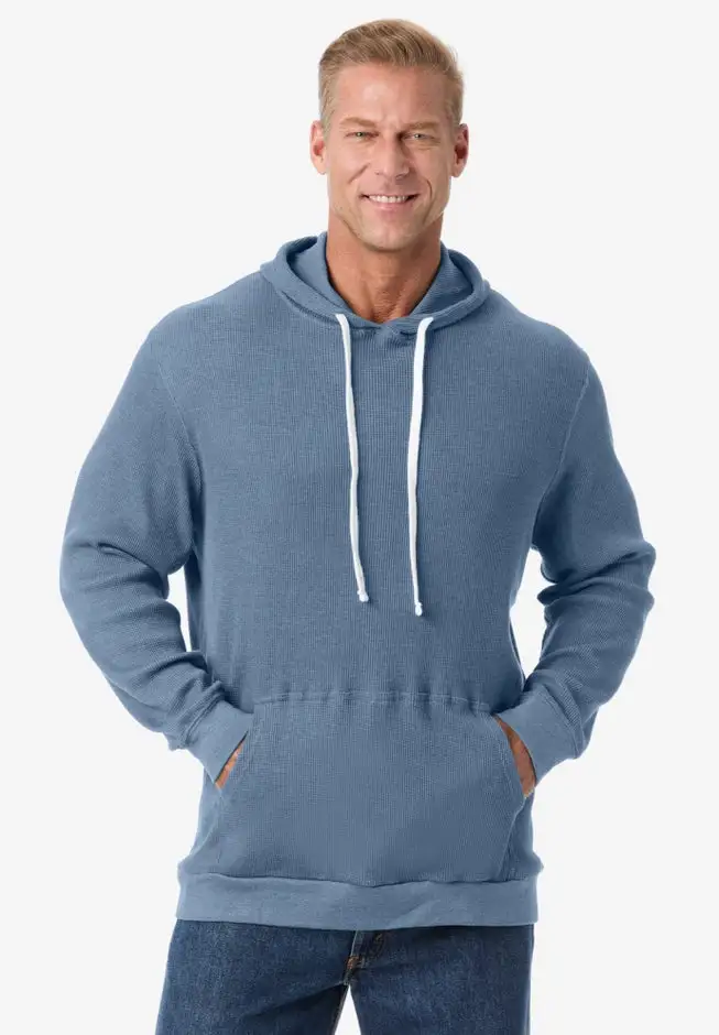 Waffle-Knit Thermal Hoodie