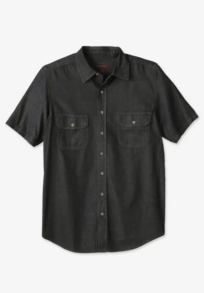 Short Sleeve Denim and Twill Shirt