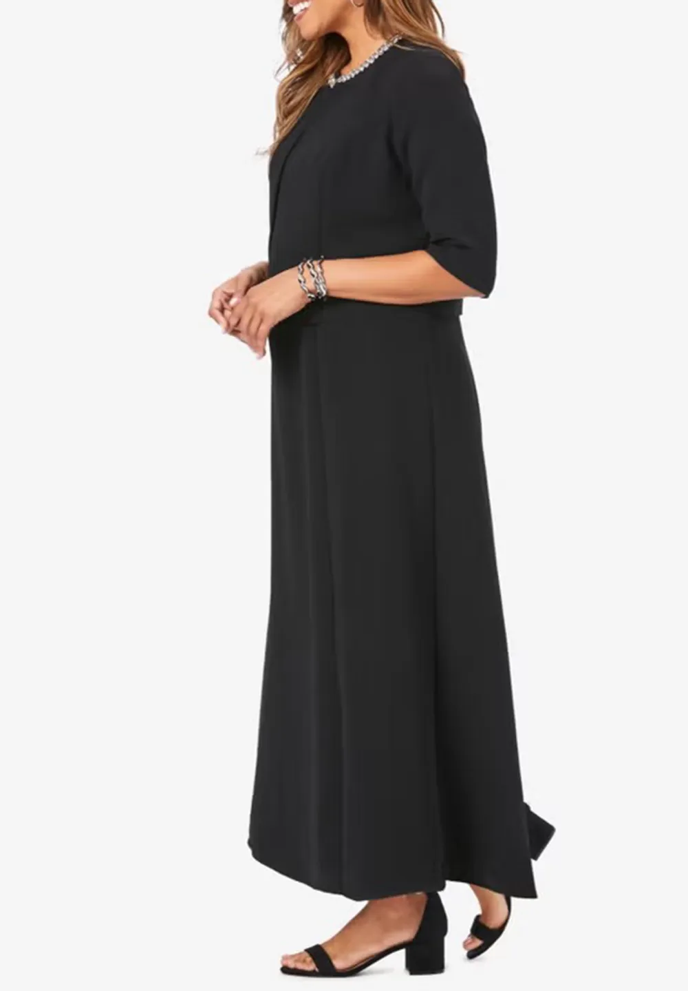 Crew Neck Beaded Jacket Dress