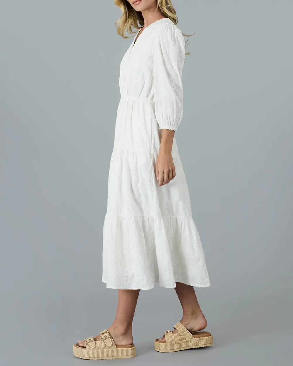 White Side Pockets Maxi Dress